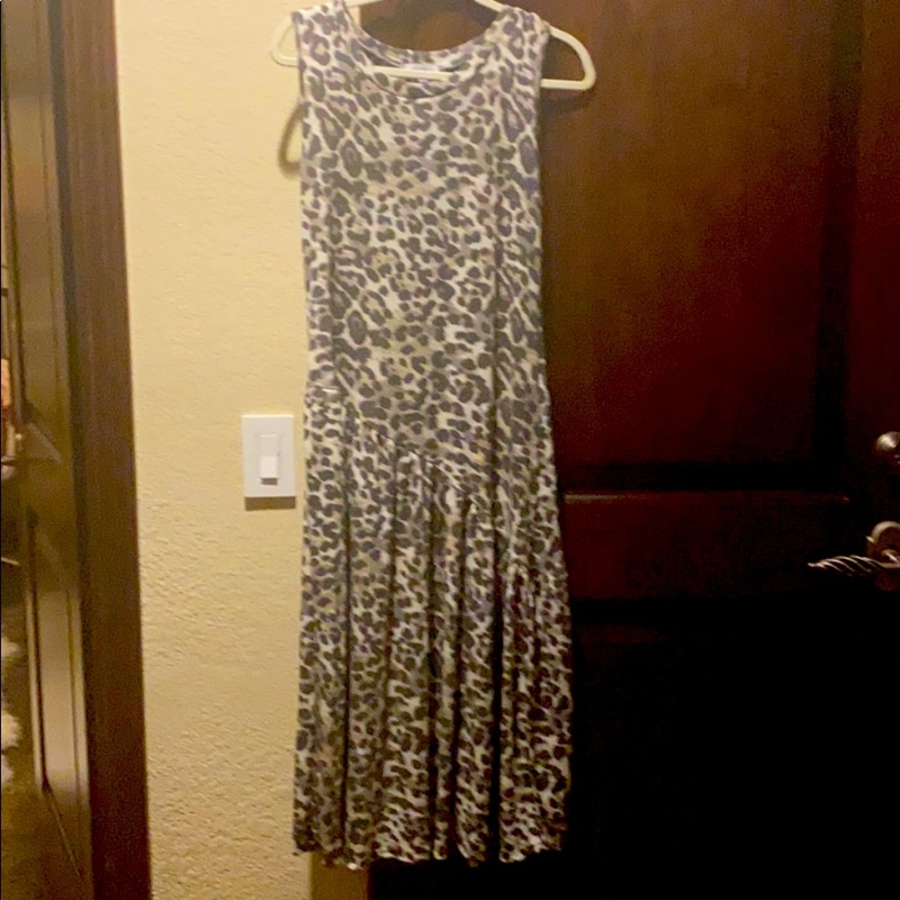 White Butch Long Leopard Dress